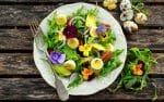 plate of salad and flowers