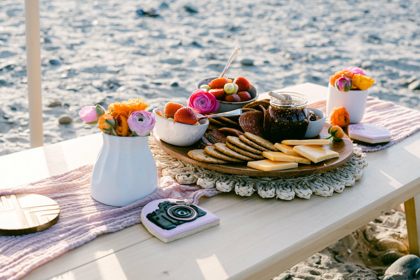 a tray of snacks outdoors
